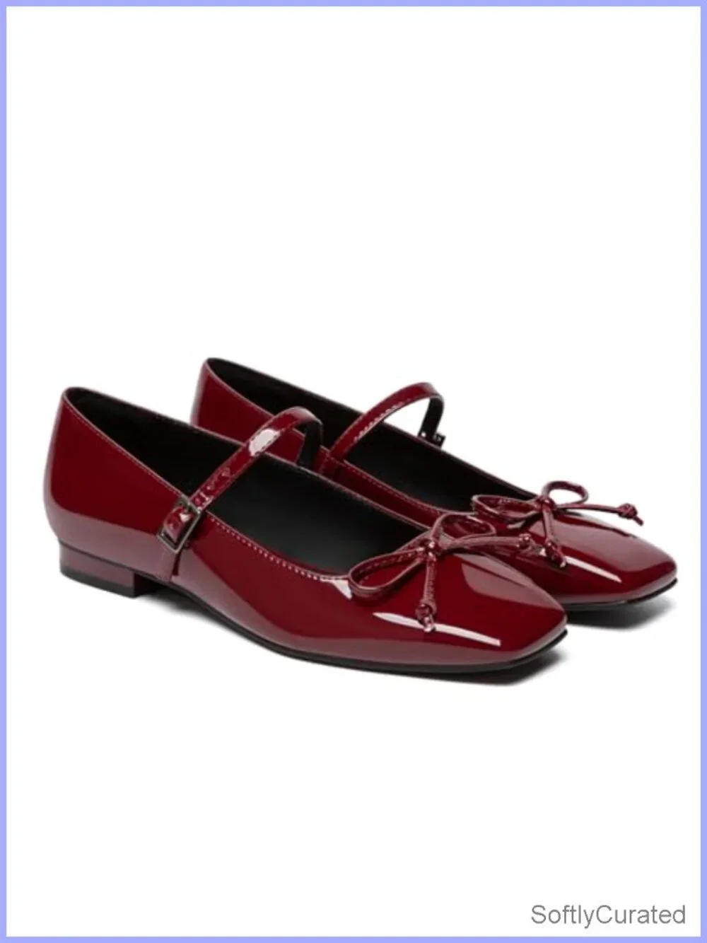 Women's Mary Jane Flats Square Toe Bowknot Ballet Flat Dress Shoes